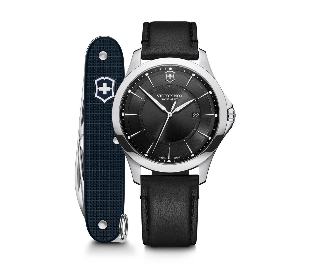 Victorinox Set montre Alliance et couteau suisse en Noir 40 mm