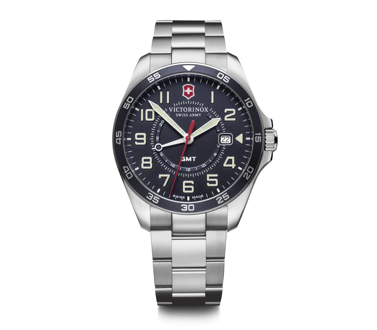Victorinox FieldForce Classic GMT Watch with Black Dial and Silver  Stainless Steel Bracelet 並行輸入品 レディース腕時計