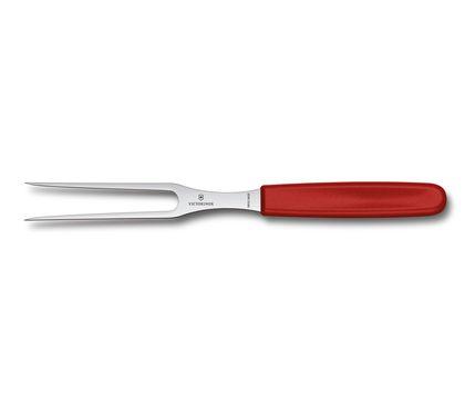 Victorinox Swiss Modern carving knife and meat fork, red and cream