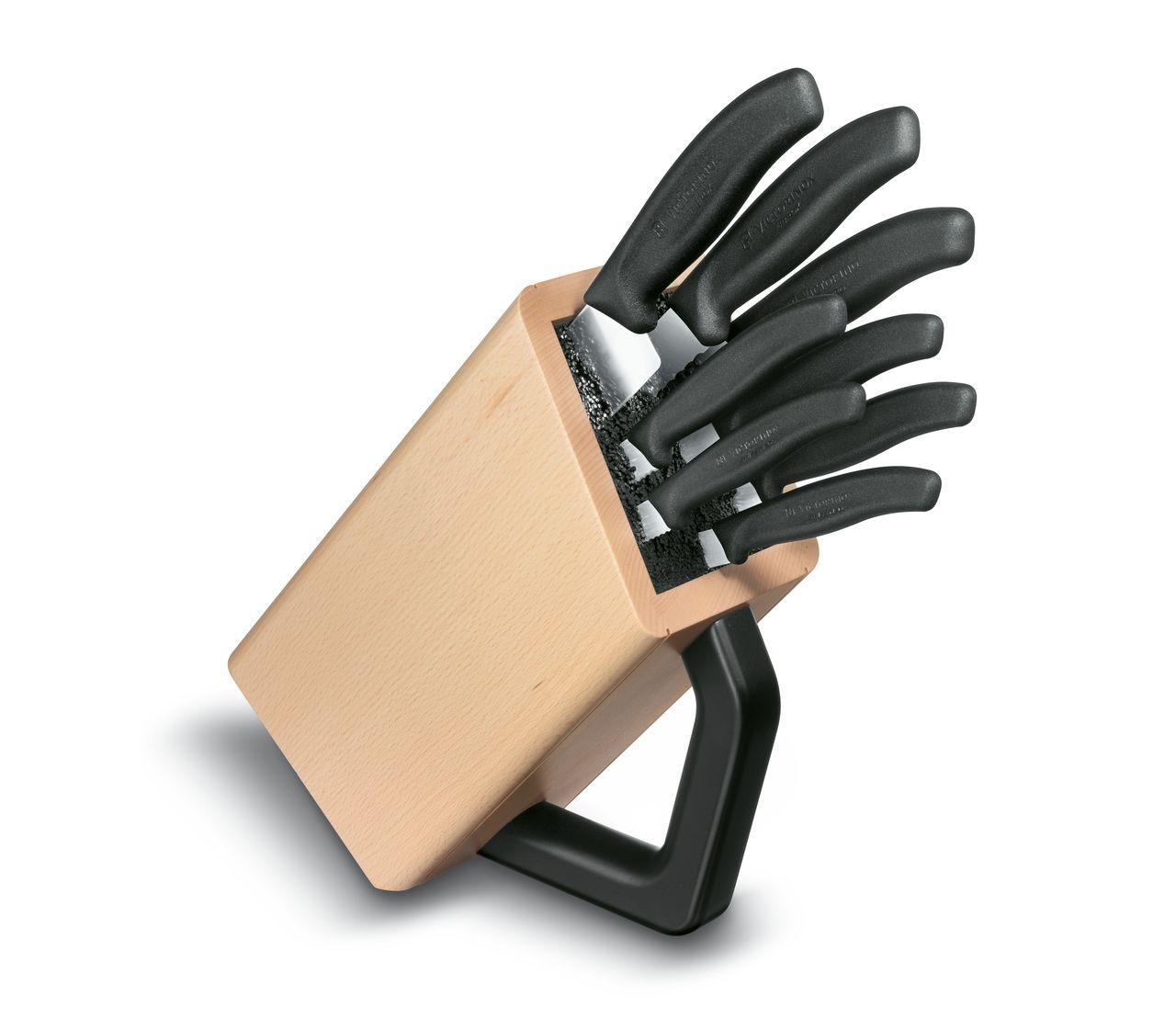 Classic Colour Knife Set With Knife Block 8 Pieces, Velvet Oyster