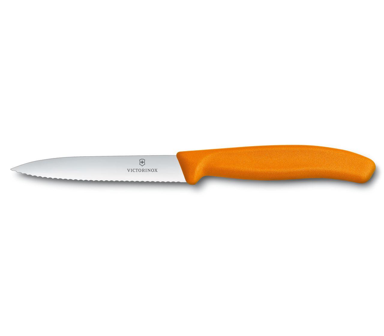 Victorinox 6.7736.L9 Swiss Classic 4 Serrated Spear Point Paring Knife  with Orange Handle