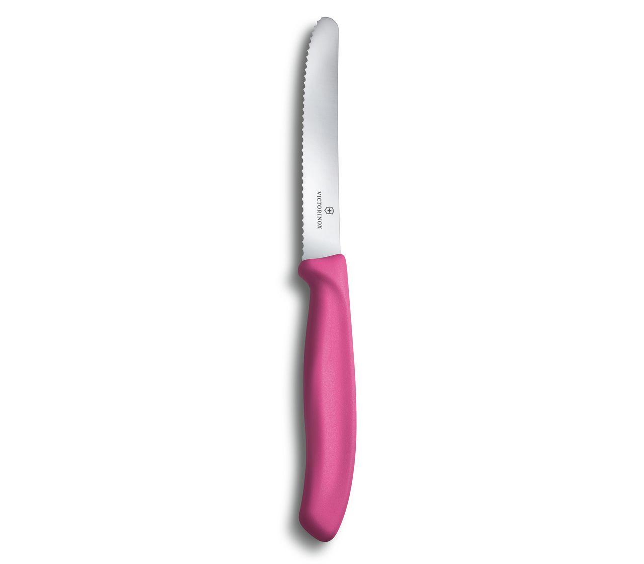 4 Swiss Floral Straight Knife Pink Handle 