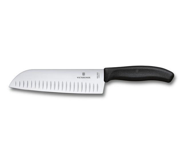 Victorinox Couteau Santoku Swiss Classic, lame alvéolée en noir - 6.8523.17B