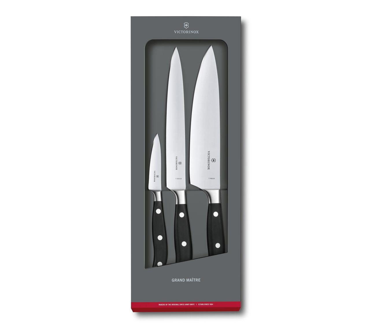 PAUDIN Juego de cuchillos de cocina de 3 piezas, juego de cuchillos de chef  profesional, 7Cr17Mov cuchillos de acero inoxidable para cocina, juego de