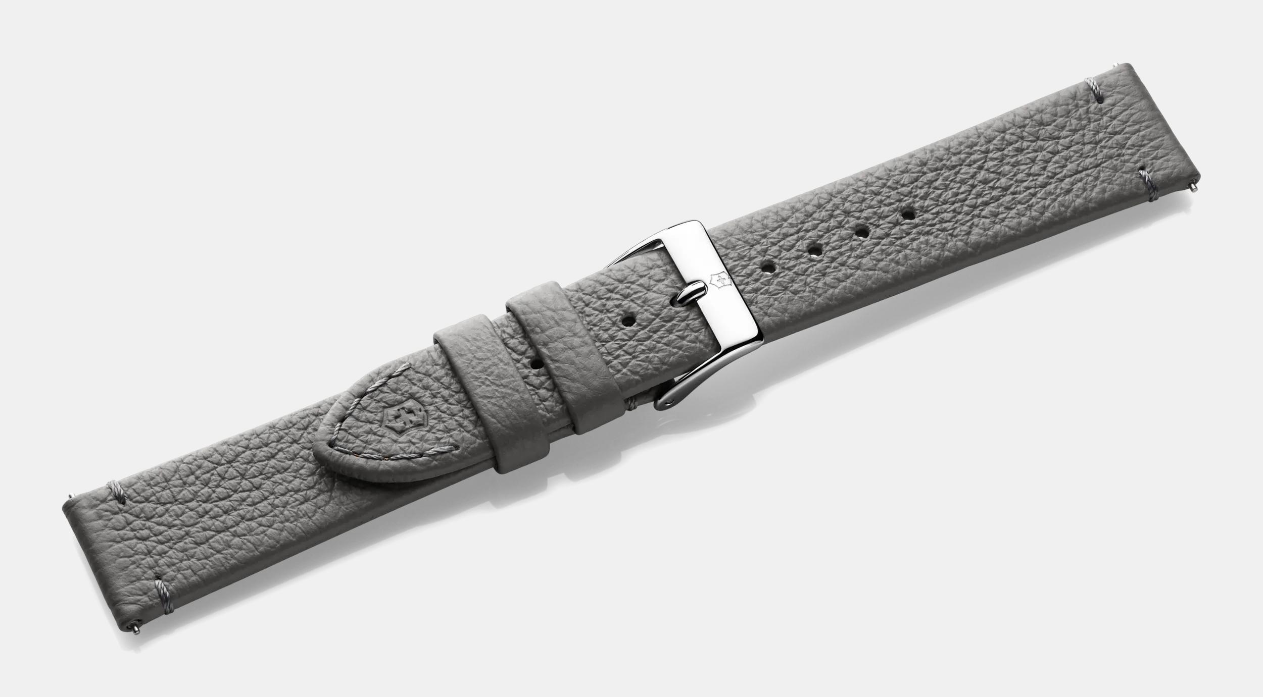 Grey leather strap with buckle - 005396