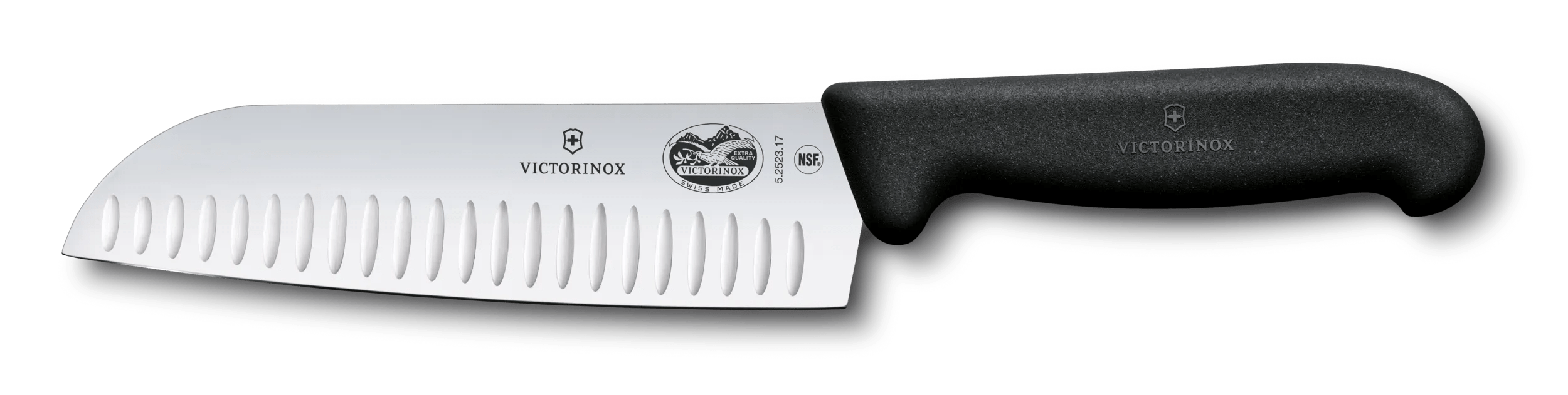 Victorinox Fibrox® 7” Santoku Knife Granton Blade in Black - 5.2523.17