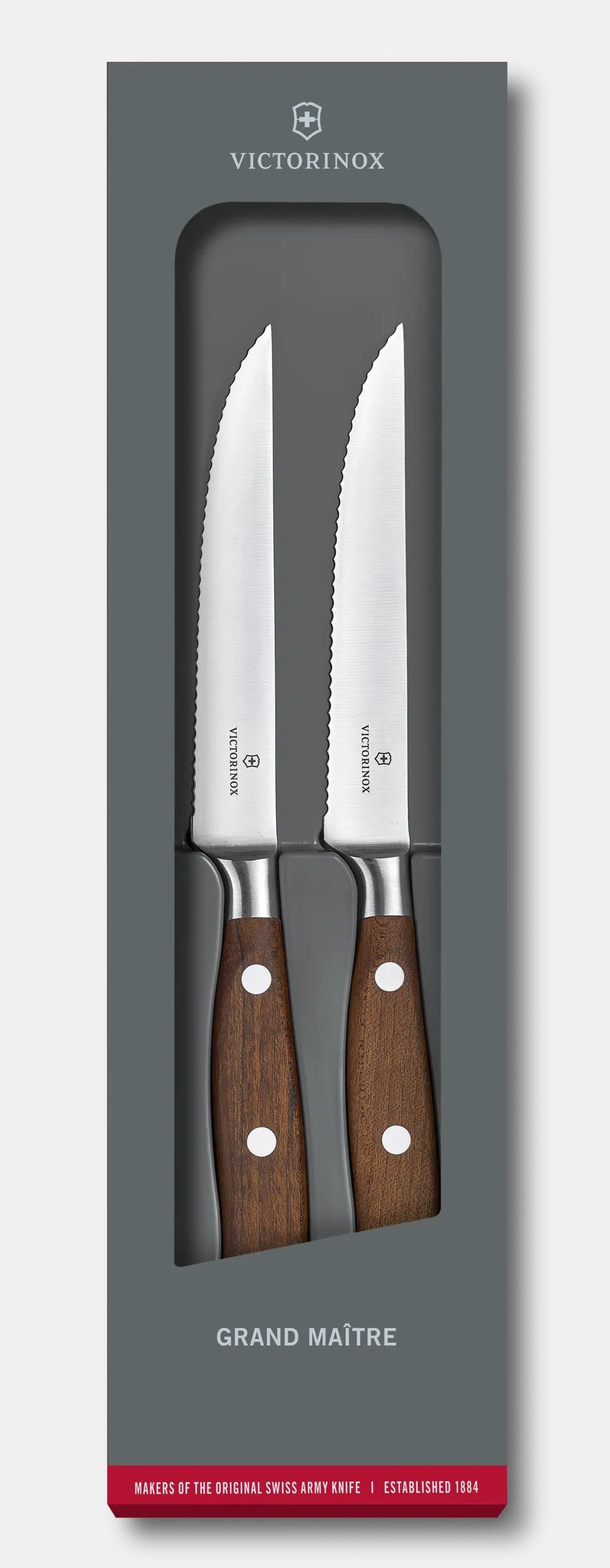 Victorinox Grand Maître Wood Steak Knife Set, wavy edge, 5 in in