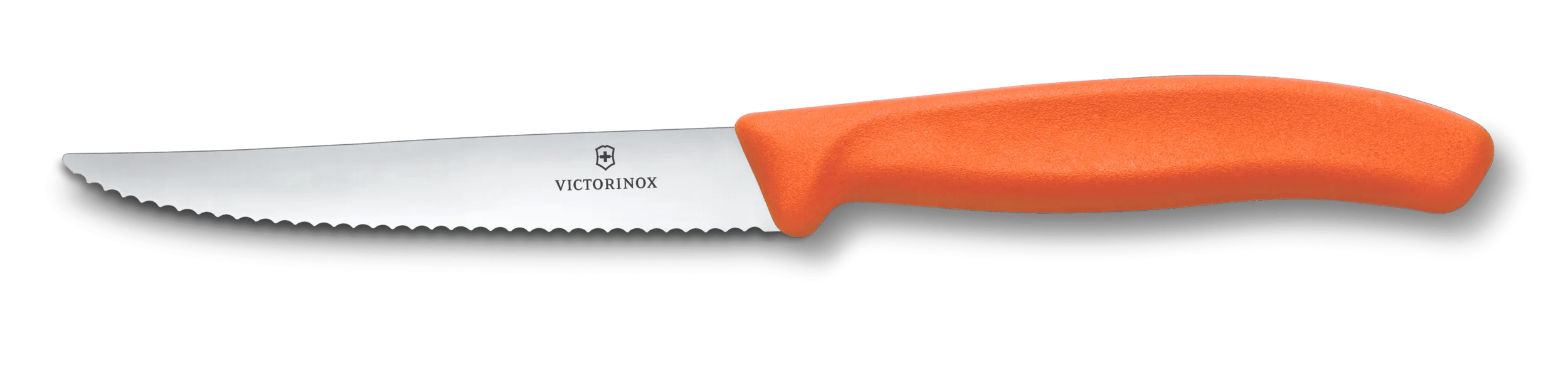 Set 2 Couteaux Victorinox Swiss Classic - Couteau Petit Déjeuner Lame 11 Cm Crantée - Pour Pain, Tomates, Fruits - Manche Orange Ergonomique
