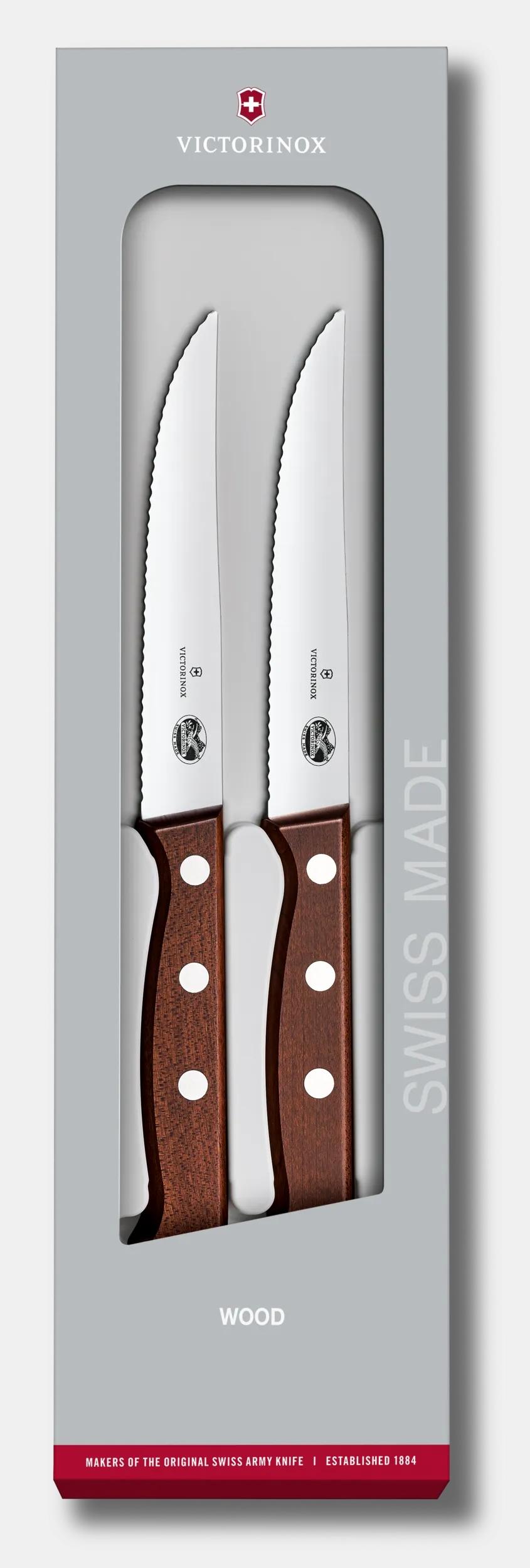Victorinox Wood Steak Knife Set, 2 pieces, 12 cm in Modified Maple