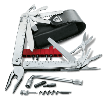 Victorinox in Includes leather pouch -