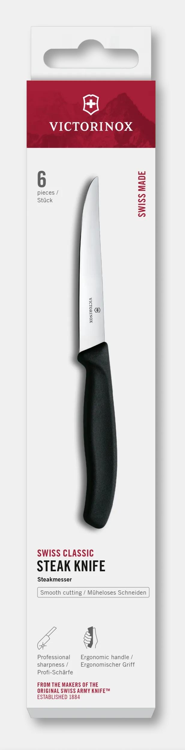 Victorinox スイスクラシック ステーキナイフ 6ピース, 11 cm ブラック