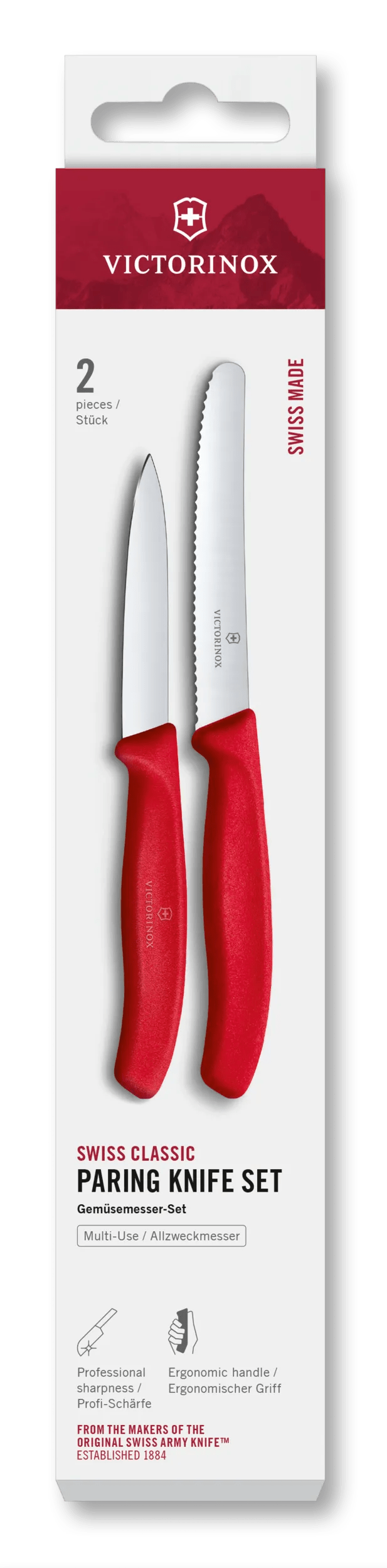 Victorinox Swiss Classic Paring Knife Set, 2 Pieces, 4 in in Chili