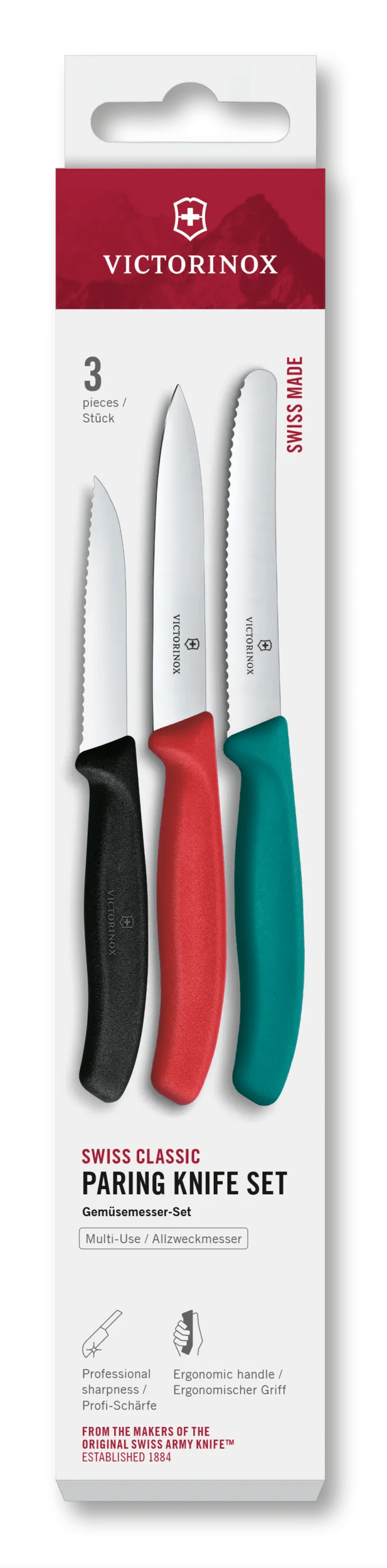 Victorinox Swiss Classic Paring Knife Set, 3 Pieces in Multicolor