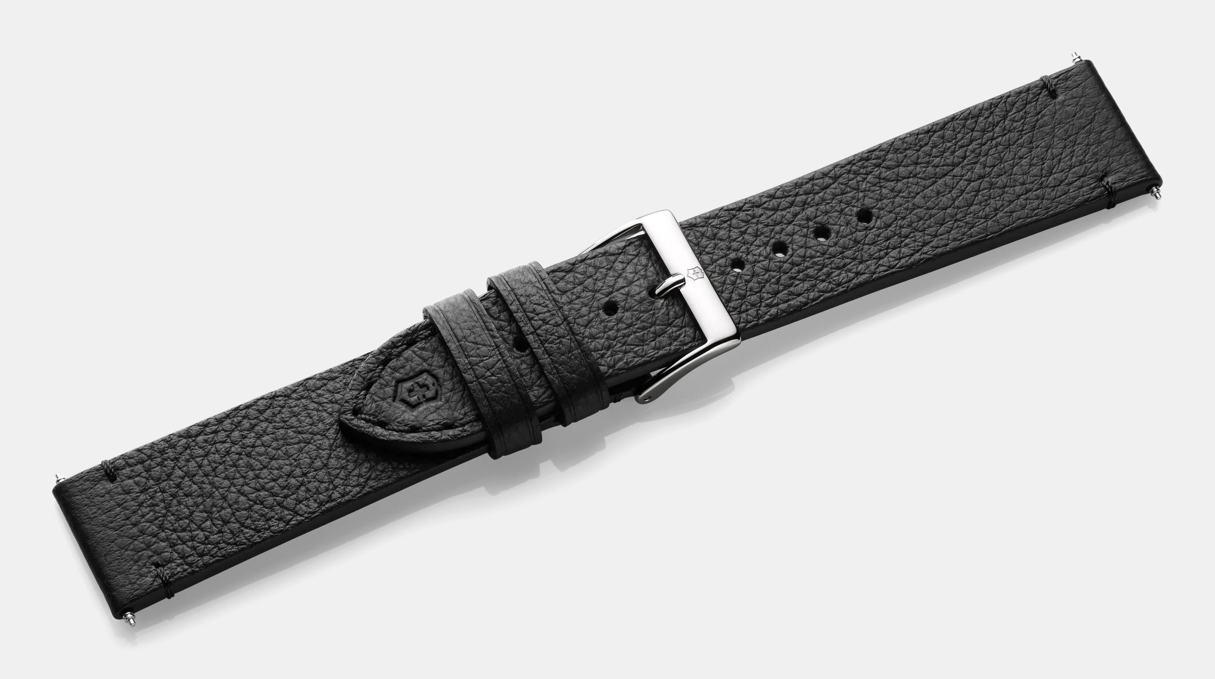 Victorinox Black leather strap with buckle in Black leather strap
