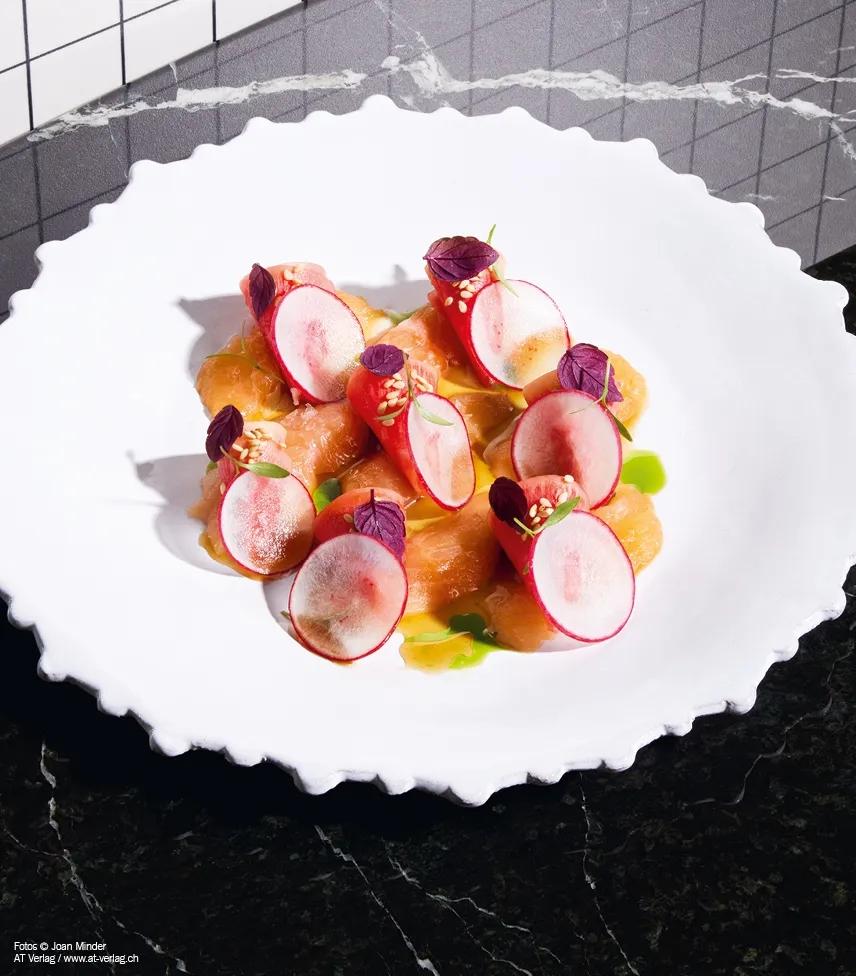 Saibling mit Rettich und Ponzu