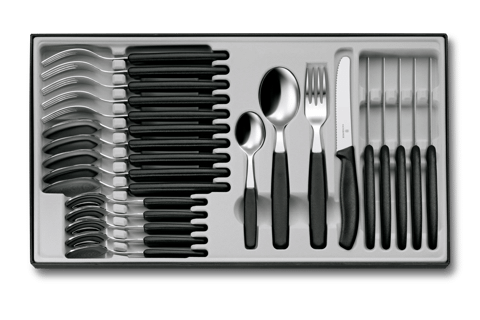 Victorinox Classic Paring Knife, Fork and Spoon Set, 4 in in Black