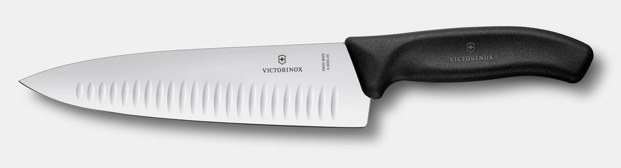 Victorinox Swiss Classic Chef's Knife, fluted edge, 8 in in Black